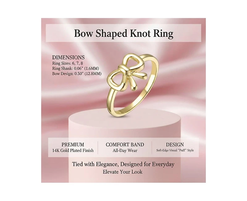 GiGiGirl Timeless Bow Shaped Polished Knot Ring 14K Gold Plated