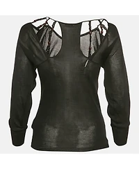 Pre-Owned Chloe Women's Black Silk Knit Sheer Long Sleeve Top