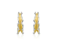 Rachel Glauber Timeless Wavy Hoop Statement Earrings in Two-Toned Gold Plated