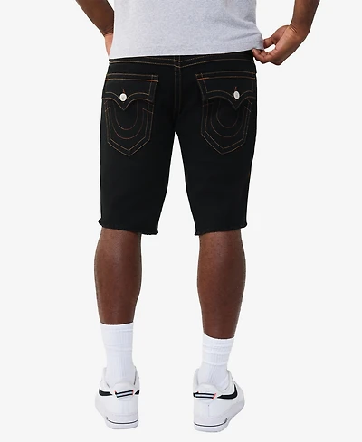 True Religion Men's Ricky Straight-Fit Horseshoe Detail Fray Hem Flap Shorts