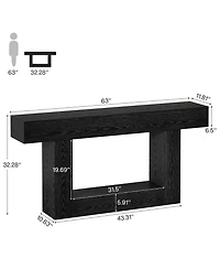Tribesigns 63" Console Table, Farmhouse 2-Tier Entryway Table with U-Shaped Base, Narrow Long Wood Sofa Behind Couch for Living Room,
