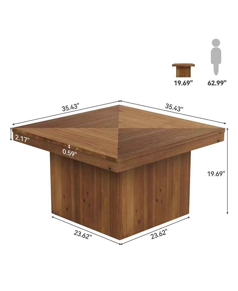 Tribesigns Solid Wood Coffee Table for Living Room, 35.43" Mid Century Modern Square Center Cocktail Table, Farmhouse Accent Tea Cocktail