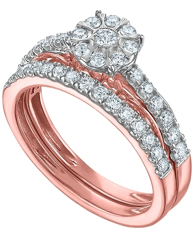Macy's Diamond (3/4 ct. t.w.) Bridal Set Ring in 14k Two-Tone Gold