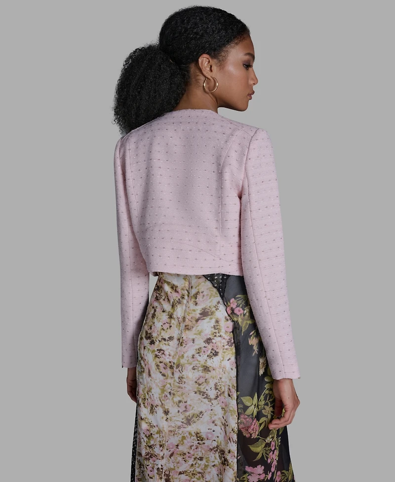 Bcbg Women's Crewneck Textured Cropped Moto Jacket