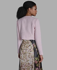 Bcbg Women's Crewneck Textured Cropped Moto Jacket