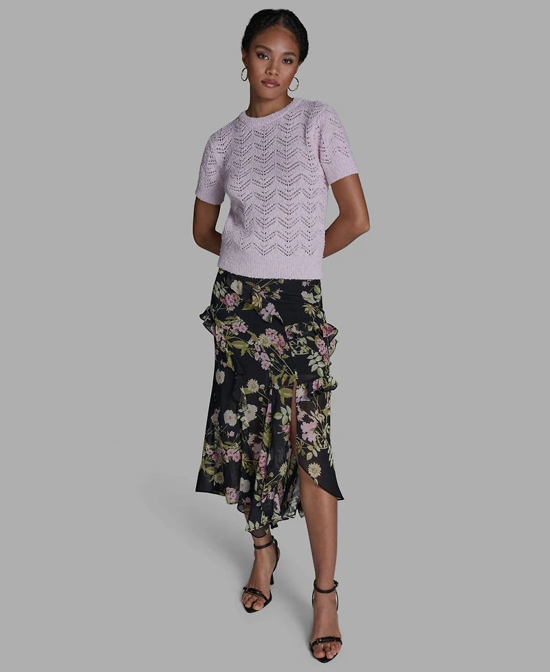 Bcbg Women's Crewneck Oversized Zig Zag Sweater