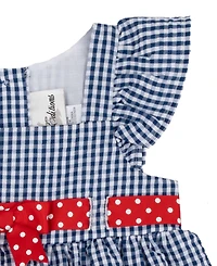 Rare Editions Baby Girls' Navy Flower Applique Round Neck Dress and Panty, 2-Piece Set