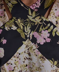 Bcbg Women's V-Neck Sleeveless Mix Print Top