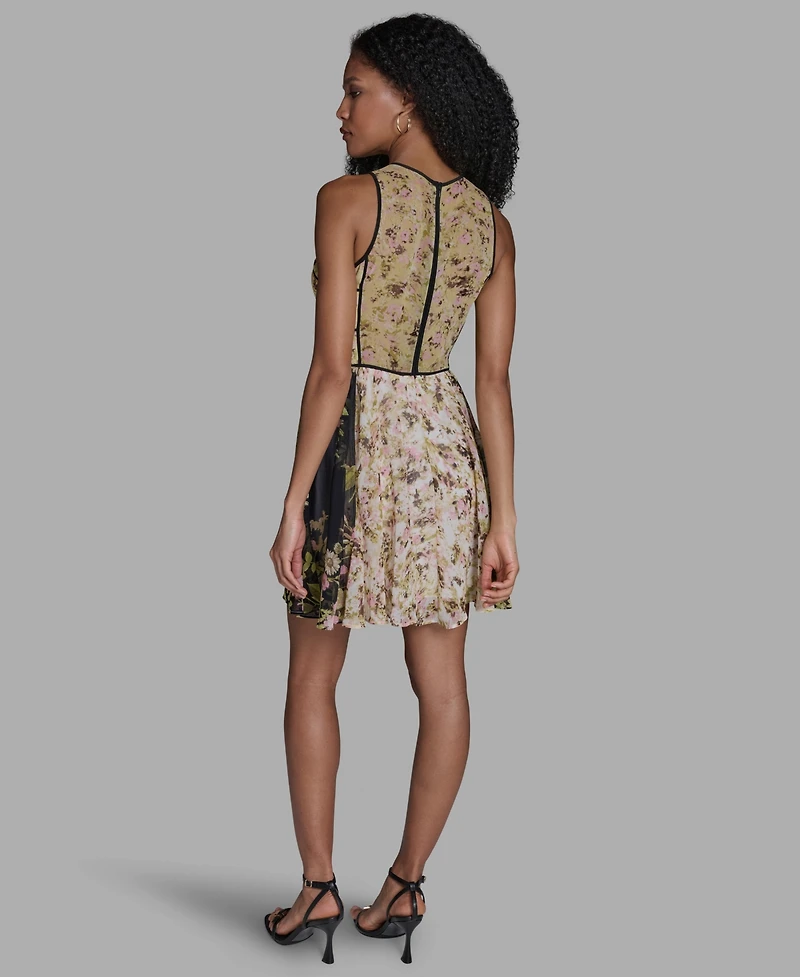 Bcbg Women's Crewneck Mix Print Mini Dress