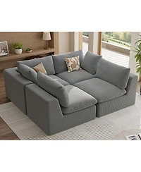 Streamdale Furniture Modular Oversized Corduroy Sectional Sofa Couch with 2 Pillows