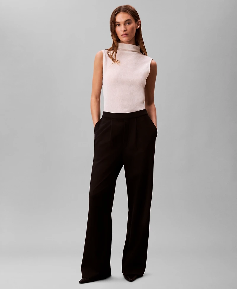 Calvin Klein Women's Ponte High Rise Wide Leg Pants