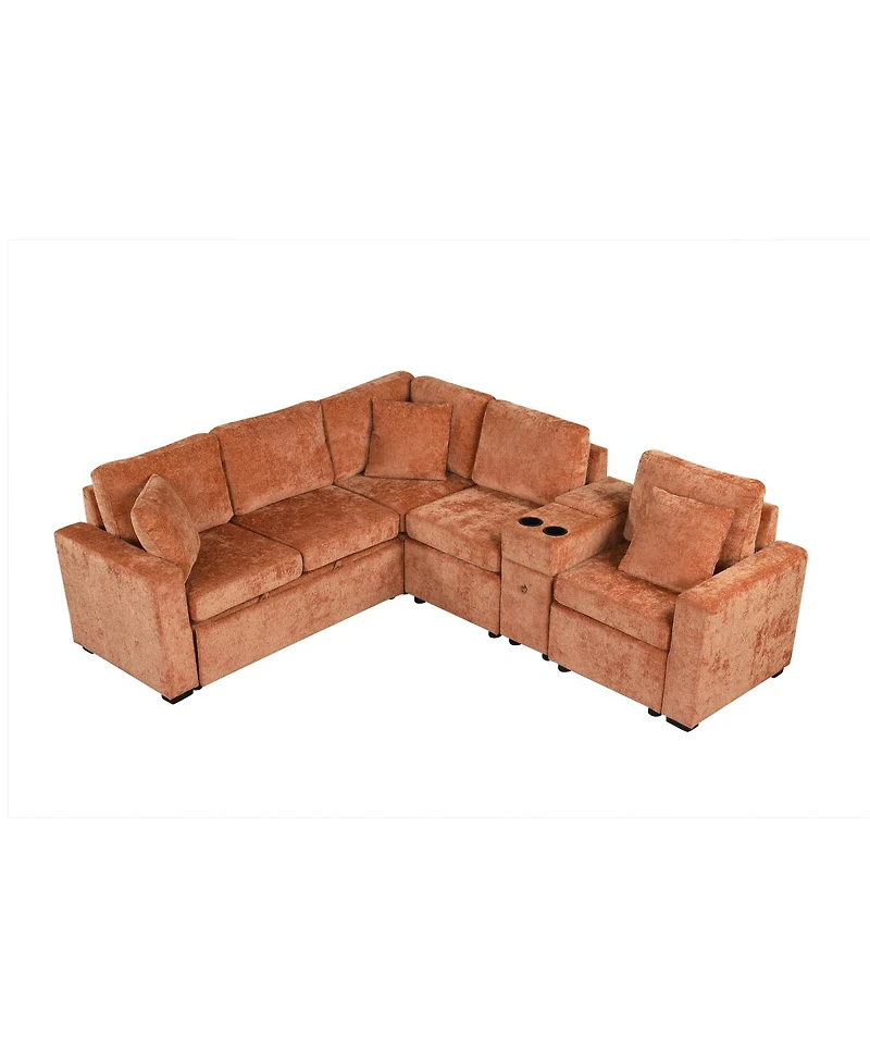 Streamdale Furniture L-shaped Convertible Sofa Bed Modular Sectional with Pull-Out