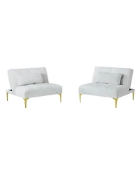 Streamdale Furniture Convertible sofa bed futon with gold metal legs teddy fabric
