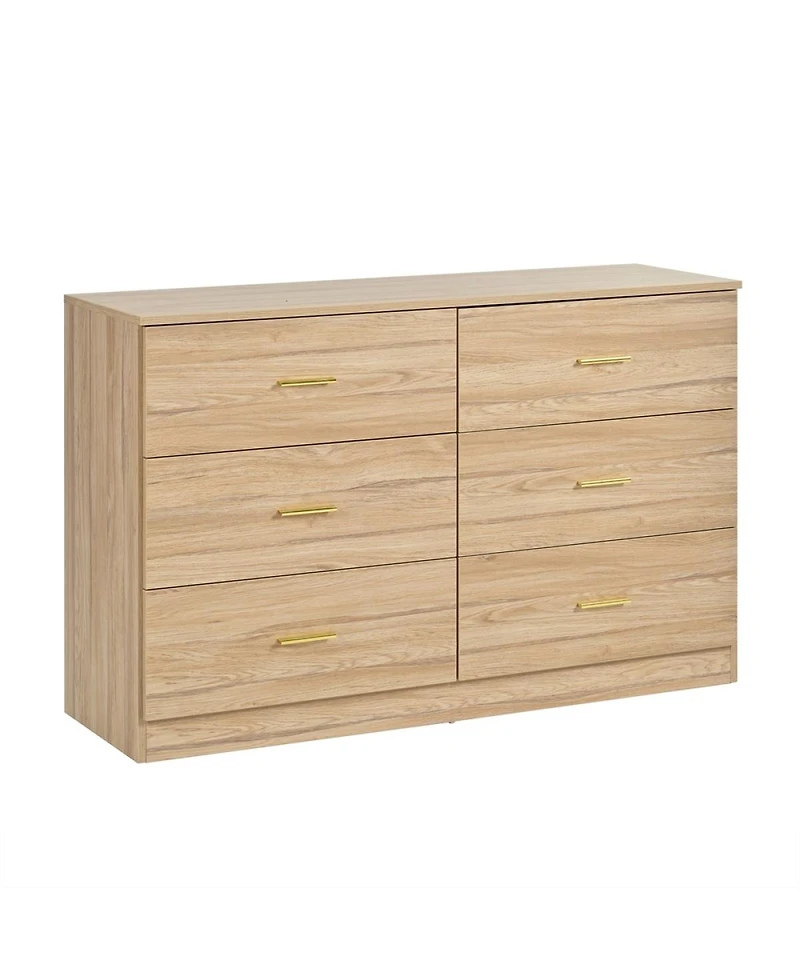 Streamdale Furniture Modern 6-Drawer Dresser - Wide Chest of Drawers for Bedroom