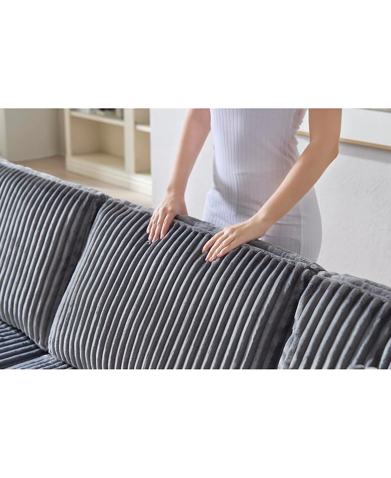 Streamdale Furniture Double-seater Corduroy Sofa, Dark Gray