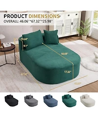 Streamdale Furniture 67.5" Chaise Lounge Indoor Corduroy Oversized Sleeper Sofa