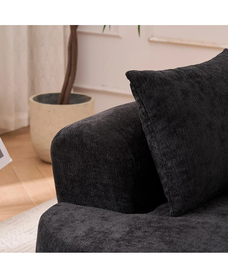 Streamdale Furniture Crescent-shaped self-inflating sofa, modern low-back design, deep cushions