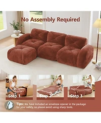 Streamdale Furniture L-Shaped Velvet Sofa, Tufted, Ergonomic, High-Density Sponge, No Assembly