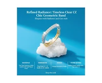 Rachel Glauber Timeless Clear Cz Chic Geometric Band Ring Two-Toned Gold Plated