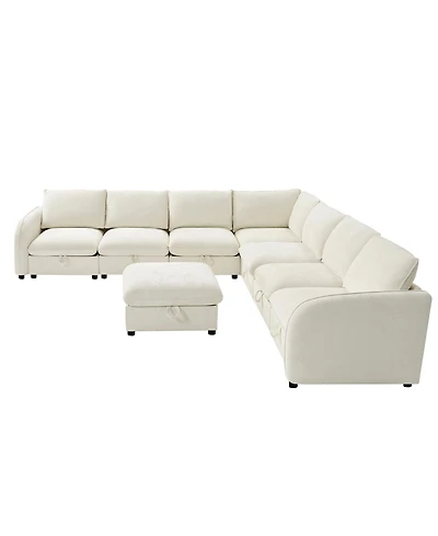 Hulala Home Terencio 132" Modern Modular Storage Sectional Sofa with Hassle-free Assembly