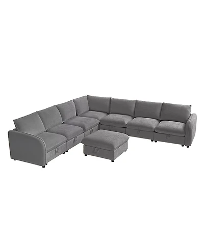 Hulala Home Terencio 132" Modern Modular Storage Sectional Sofa with Hassle-free Assembly