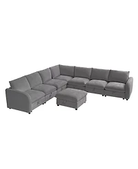 Hulala Home Terencio 132" Modern Modular Storage Sectional Sofa with Hassle-free Assembly