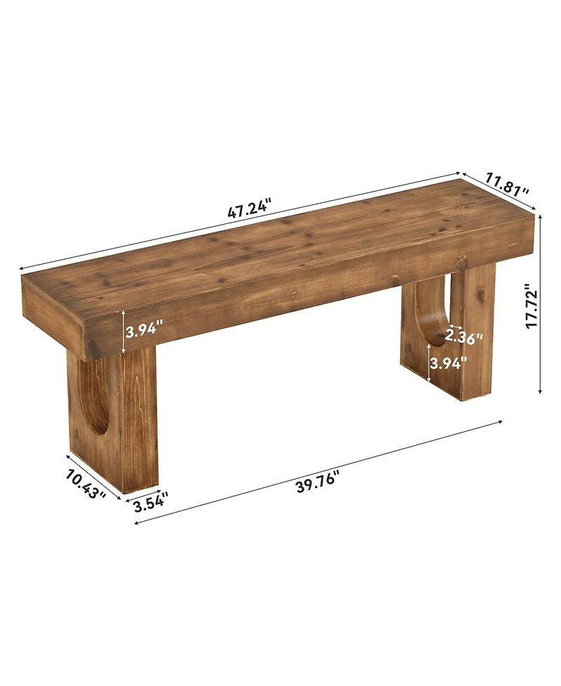 Tribesigns 47" Long Solid Wood Shoe Bench, Farmhouse Indoor Narrow Entryway Bench with Sturdy Legs