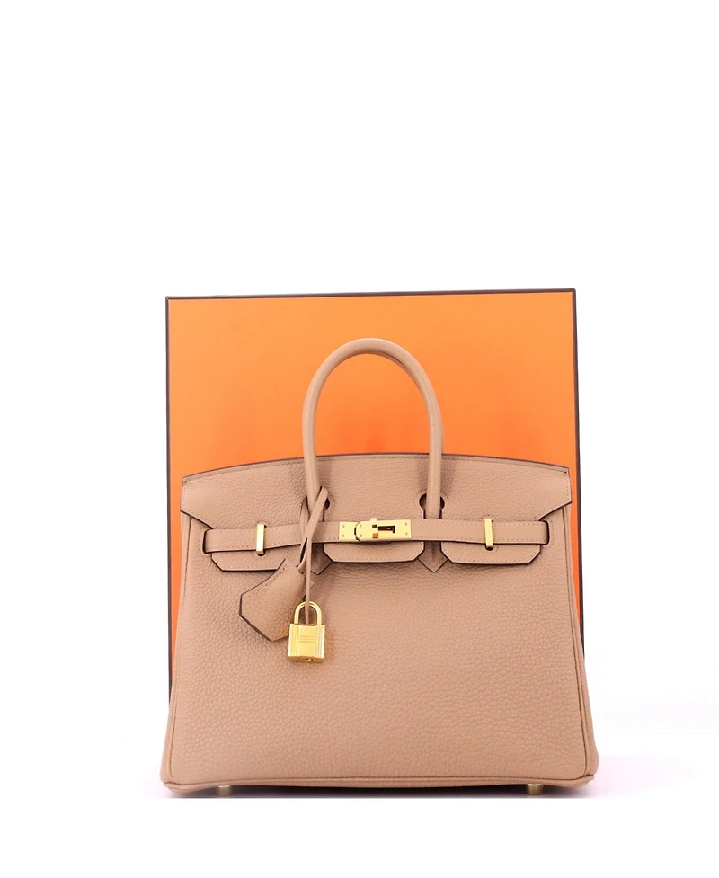 Pre-Owned HERMES Birkin 25 Handbag Brown Togo with Gold Hardware