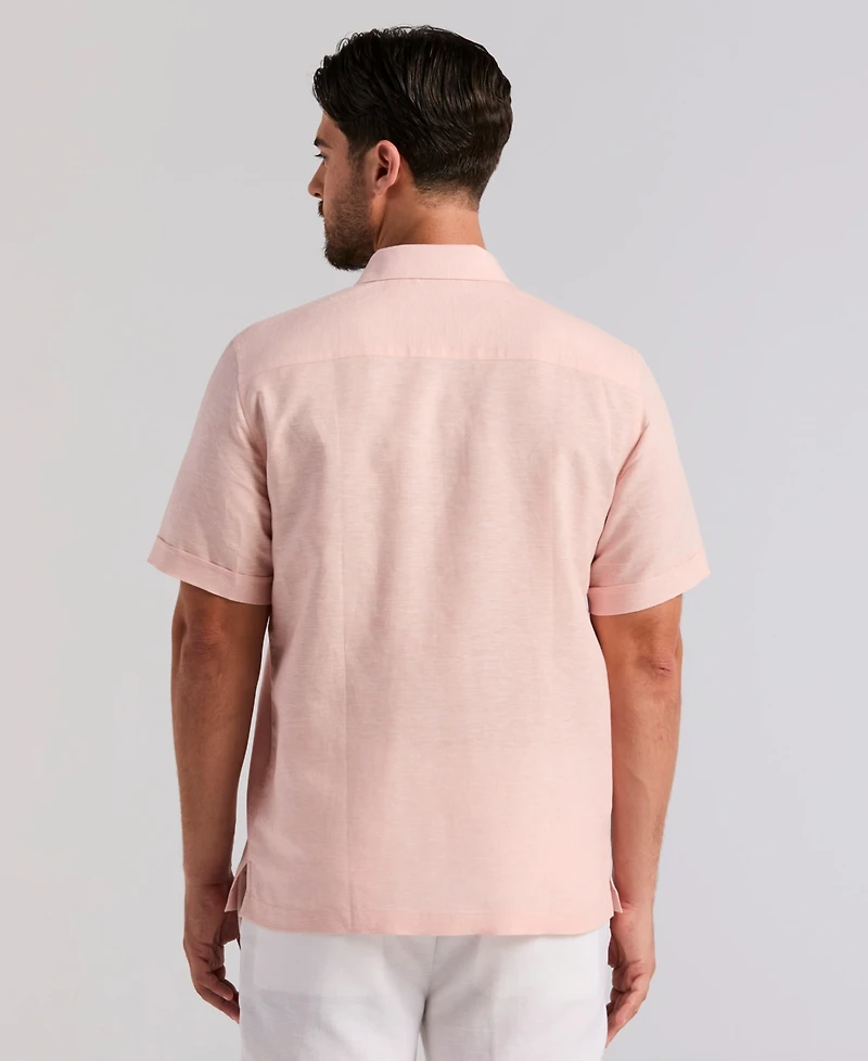 Cubavera Men's Cross Dye 2-Pocket Short-Sleeve Guayabera Shirt