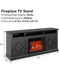 gaomon Electric Fireplace Tv Stand for up to 65", Entertainment Center with 23" Electric Fireplace Remote Control, Tv Console Stand Cabinet