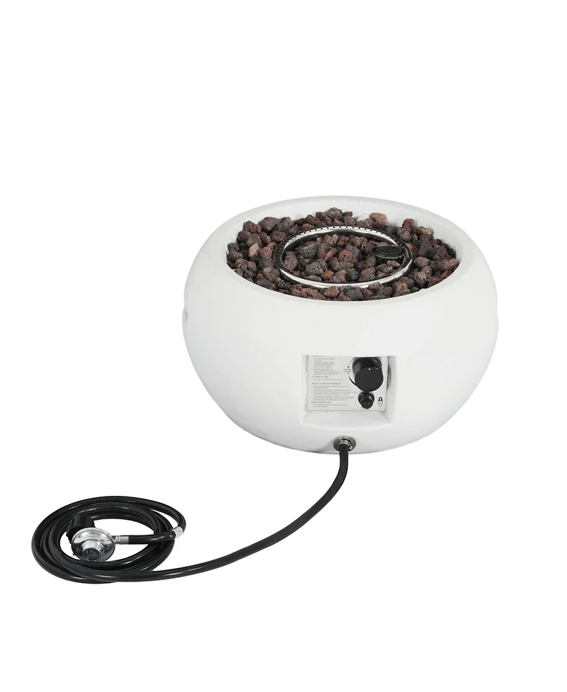 Flynama 40000 Btu Patio Mgo Propane Fire Pit White Round Design Adjustable Flame No Assembly Required