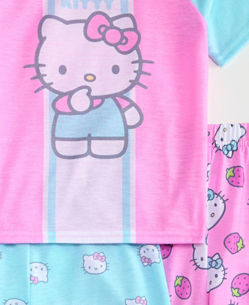 Hello Kitty Toddler Girls' 2T-4T Top, Shorts & Pants Pajamas, 3-Piece Set