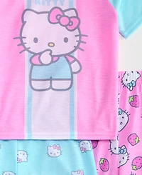 Hello Kitty Toddler Girls' 2T-4T Top, Shorts & Pants Pajamas, 3-Piece Set