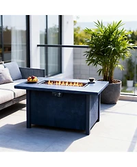 Flynama 43.7 Inch Square Outdoor Propane Fire Pit Table 50000 Btu Csa Certified Charcoal Grain 44W x25H