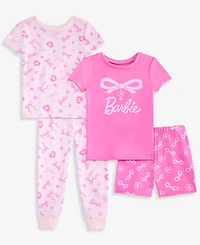 Barbie Toddler Girls' 2T-5T Hacci Pajamas, 4-Piece Set