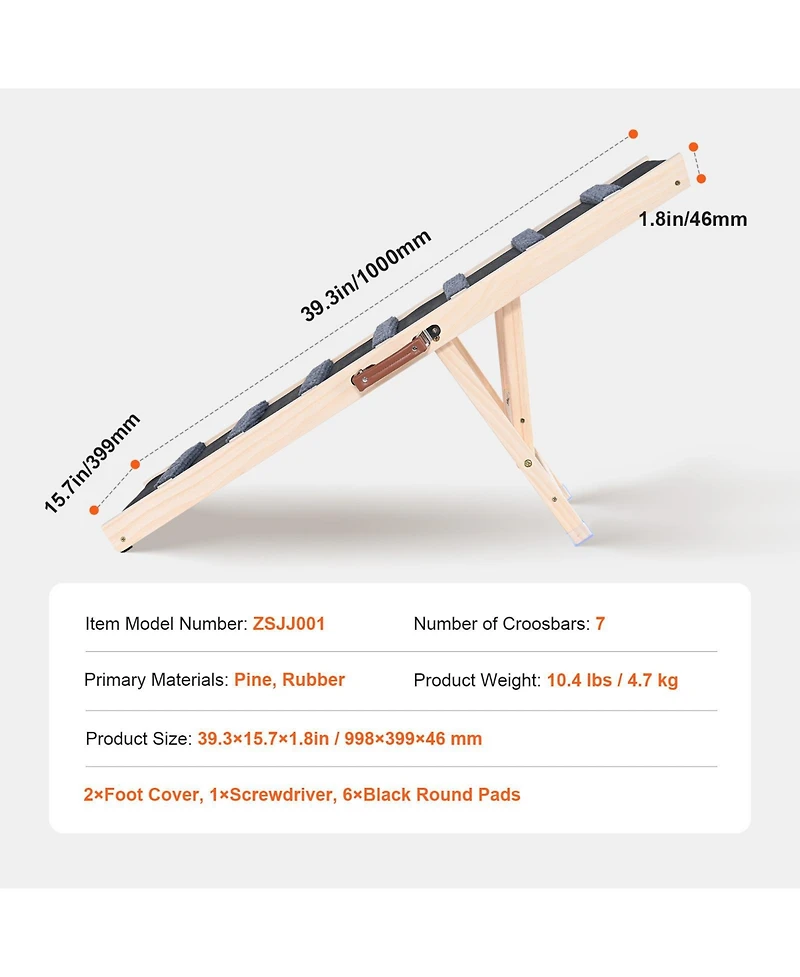 Aostirmotor Foldable Wooden Dog Ramp for Bed & Couch