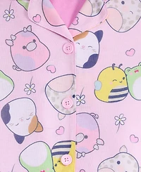 Squishmallow Girls' 6-12 Button-Down Short Pajamas, 2-Piece Set