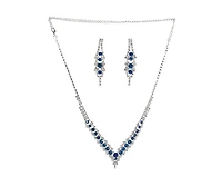 Sohi Women's Blue Embellished Stone Necklace And Earrings (Set Of 2)