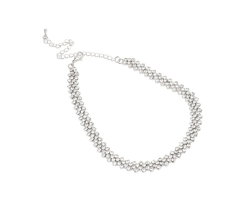 Sohi Women's Silver-Toned Choker Necklace