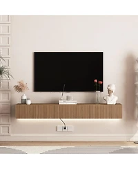 Streamdale Furniture Floating 69" Tv Stand with 16 Color LEDs, Modern Entertainment Center