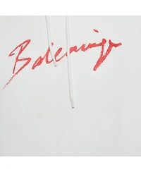 Pre-Owned Balenciaga Men's White Logo Paint Cotton Knit Oversized Hoodie
