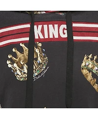 Pre-Owned Dolce & Gabbana Men's Black Crown Print Cotton Hoodie