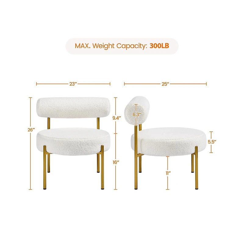 Yaheetech Boucle Accent Chair Side Chair with Gold Metal Legs