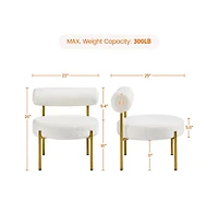 Yaheetech Boucle Accent Chair Side Chair with Gold Metal Legs