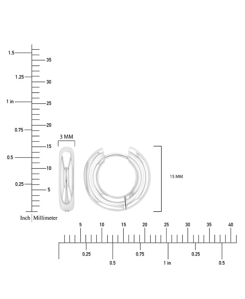 Roxy Waterproof Platinum 15mm Huggie Earrings