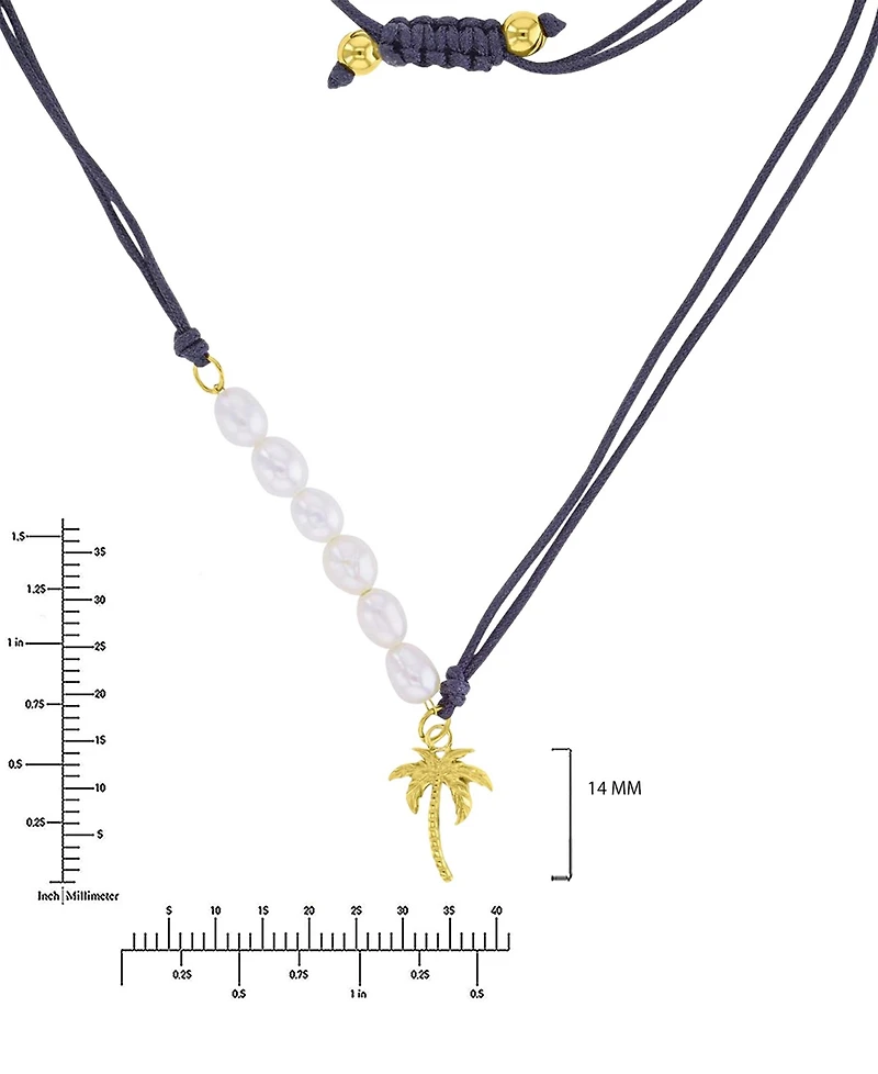 Roxy Waterproof Yellow Palm Tree Pearl Adjustable Necklace