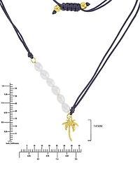 Roxy Waterproof Yellow Palm Tree Pearl Adjustable Necklace