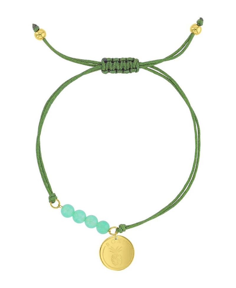 Roxy Waterproof Yellow Heart Pineapple Rd Charm Green Aventurine Adjustable Bracelet