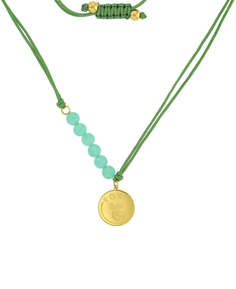Roxy Waterproof Yellow Pineapple Green Aventurine Adjustable Necklace
