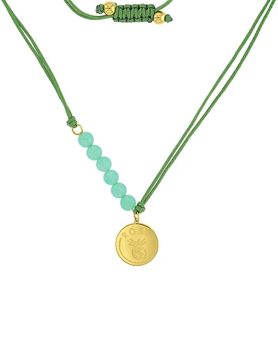 Roxy Waterproof Yellow Pineapple Green Aventurine Adjustable Necklace